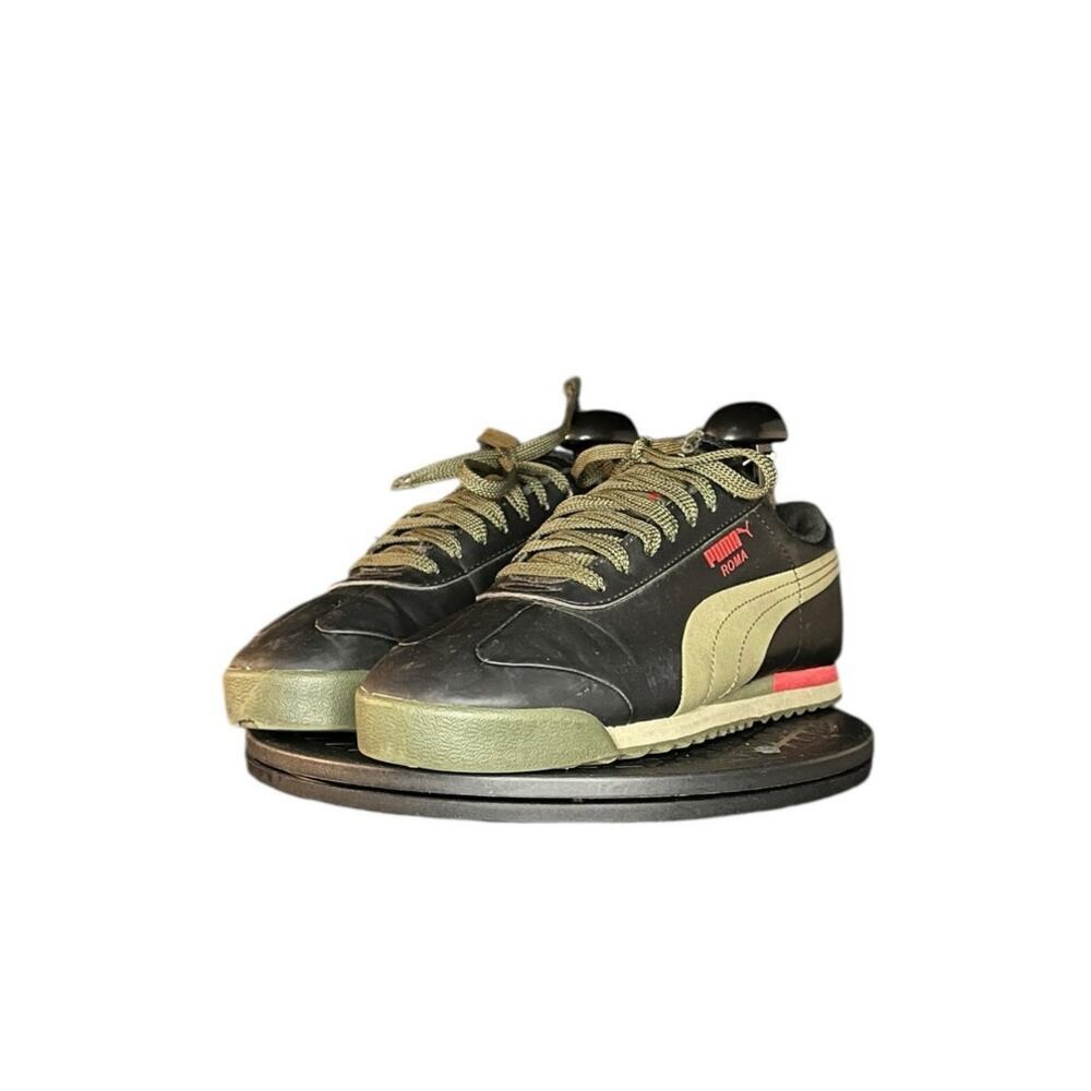 Boys Puma Roma Tipoff Athletic Shoes Sneakers Size 6C Black Green - Picture 2 of 6